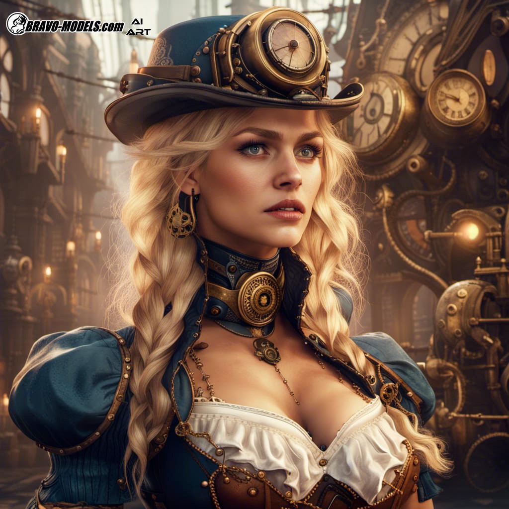 Blond steampunk lady