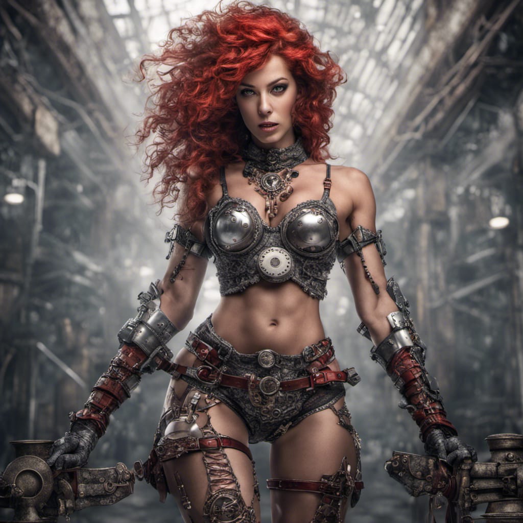 Steampunk warrior lady